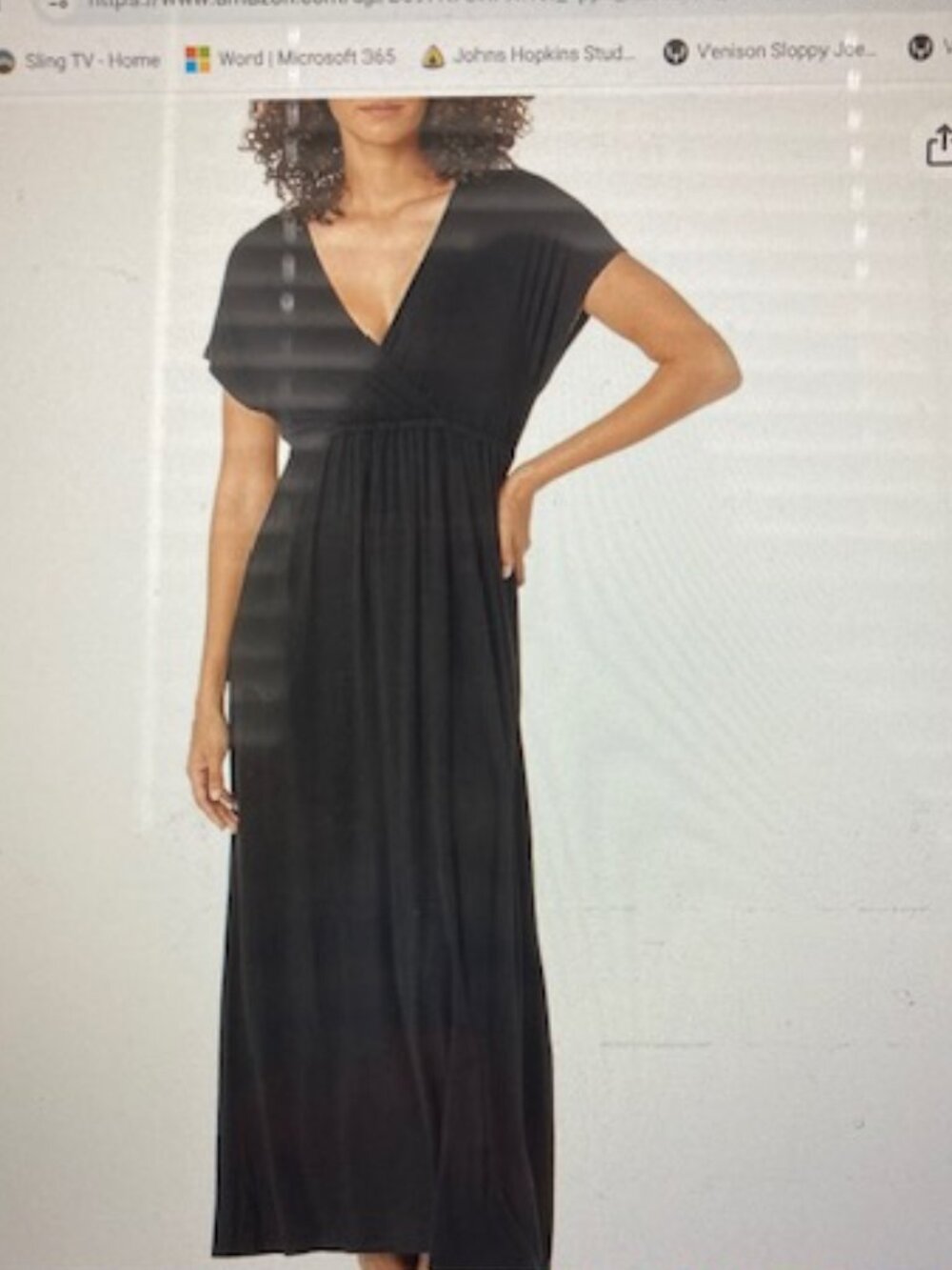 Amazon Essentials Women's V Neck Short Sleeve Maxi Dress